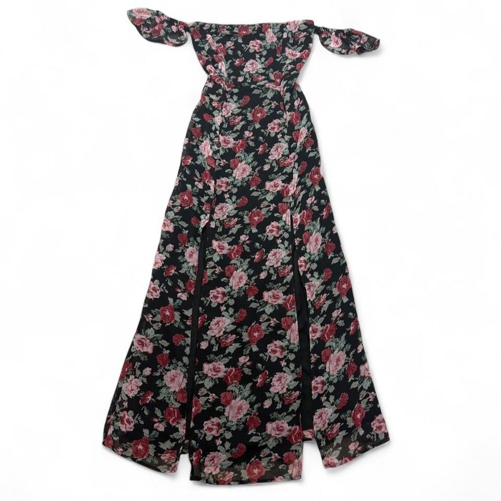 Off-The-Shoulder Maxi Dress Whimsigoth Wedding guest Forever 21 Floral Slits M